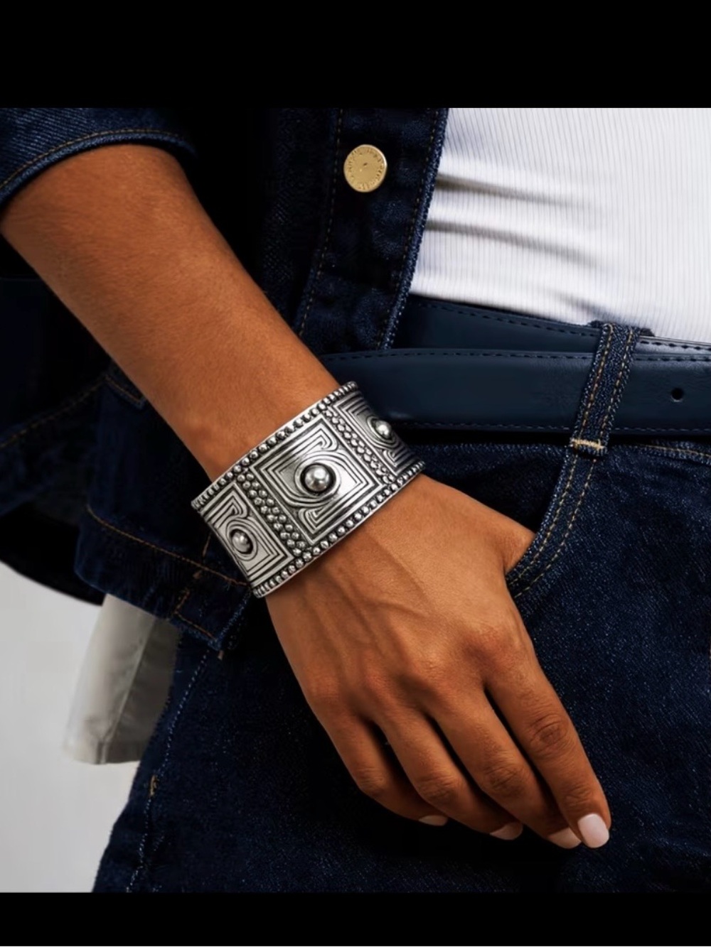 Silver tone Statement Cuff Bracelet - Women Accessories